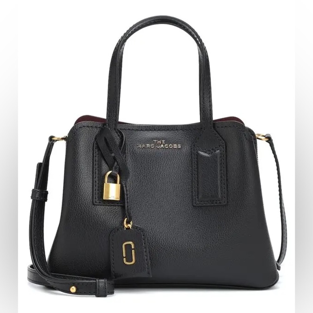 Marc Jacobs Black Pebbled Leather Satchel with Gold Hardware